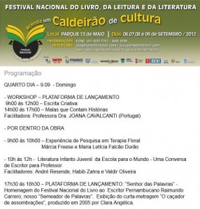 Programação Festival do livro, da leitura e da literatura de Recife